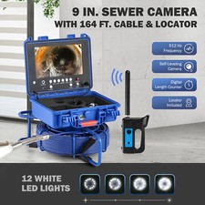 9" Self-Leveling Sewer Camera w 512Hz Locator 165 ft/50m Counter DVR 32GB 720P