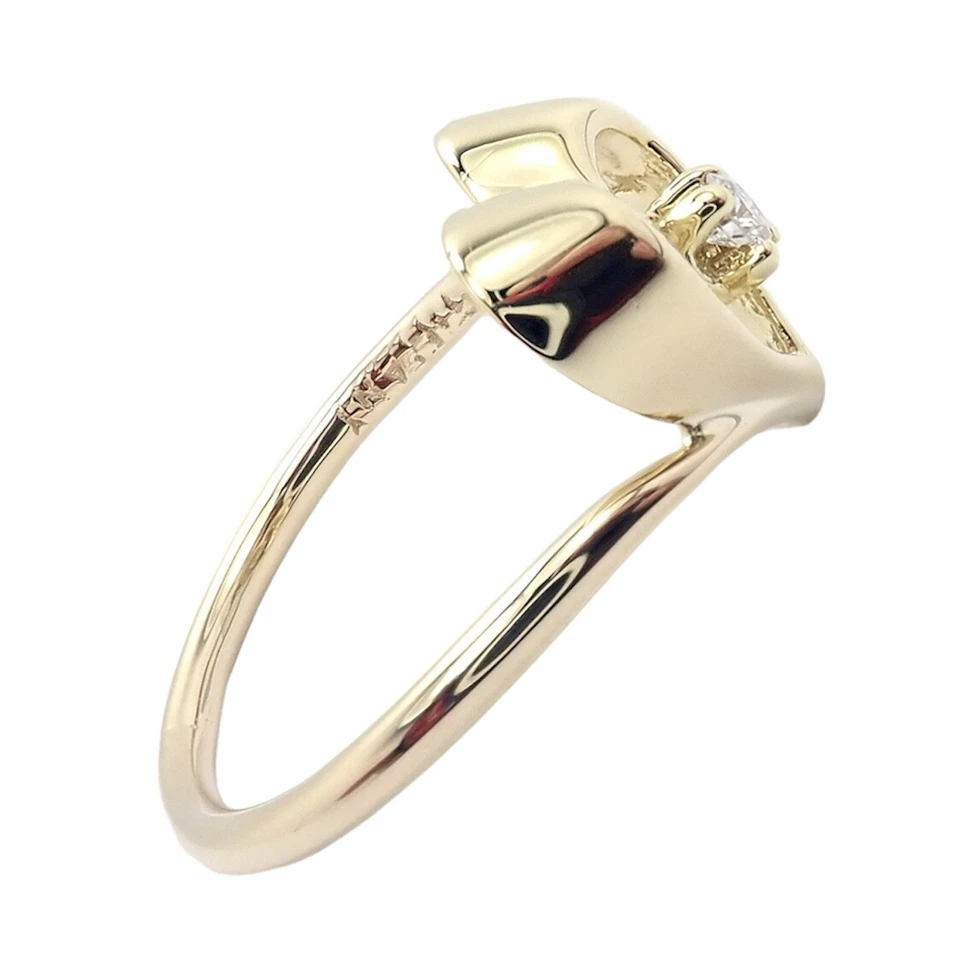 Autêntico! Anel de coração vintage de ouro amarelo 18k com diamante Tiffany & Co - Imagem 2 de 4