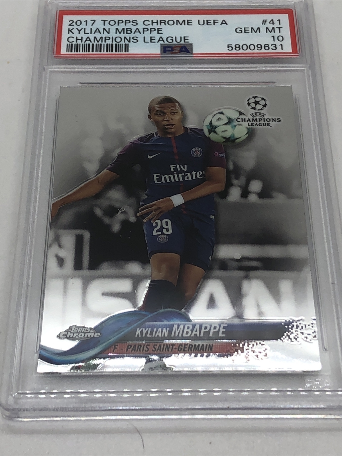 2017 Topps Chrome UEFA Champions League Kylian Mbappe #41 PSA 10 MINT