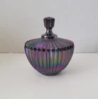 Fenton Ribbed Amethyst Purple Carnival Glass Trinket Jewelry Box Marked w/ Tag
