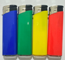 4pc Electronic Lighters Refillable Gas Child Safety Adjustable Flame mix Colours