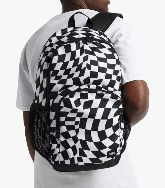 Vans Black and White Checkered Drawstring Backpack s-l400.jpg main image 3