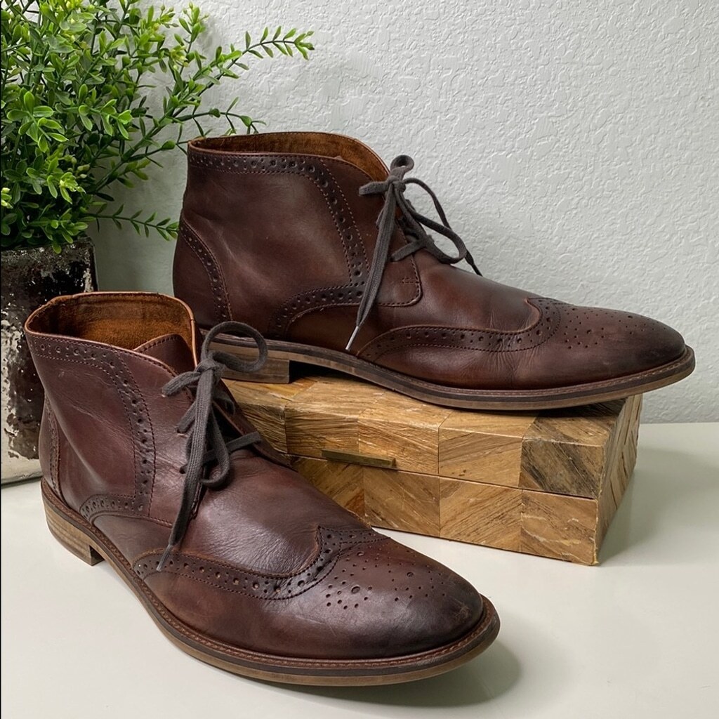 Blake McKay REID Brown Leather Brogue Wingtip Chukka Boots  display picture 1
