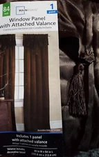 Mainstays Window Panel with Attached Valance in Brown 40" x 84"