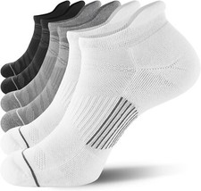 FITRELL 6 Pack Men's Ankle Running Socks Low Cut 7-9, Black white grey Mixed