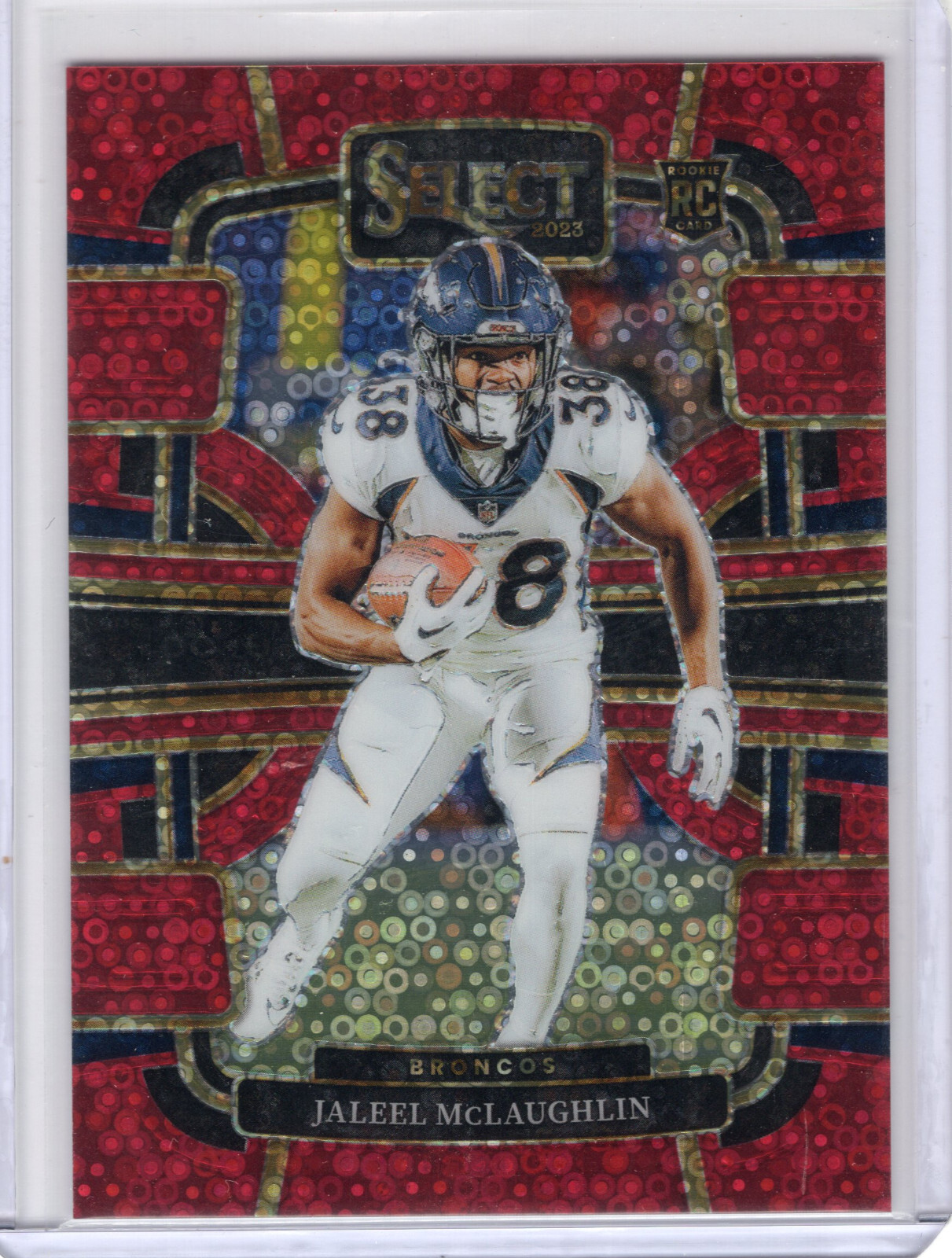 2023 Panini Select FB Jaleel McLaughlin /49 RED DISCO PRIZM RC Broncos #32