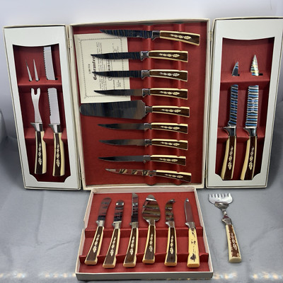 Vintage Regent Sheffield 19+1 piece Treasure Chest Stainless knife set cutlery