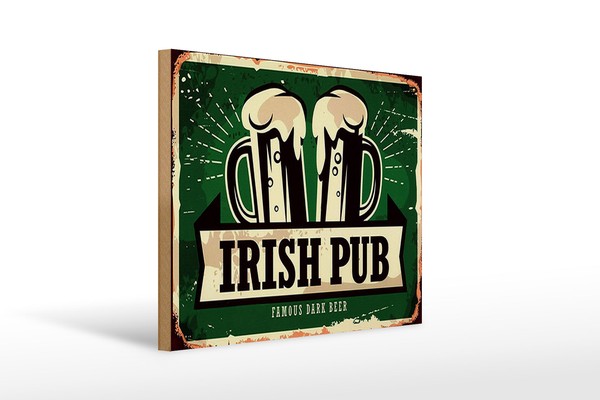 Holzschild Spruch 40X30 Cm Irish Pub Famous Dark Beer Bier Deko Schild-image