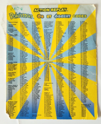 Codes Action Replay GameBoy - EventPokémon