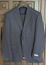 CANALI 100% Wool Suit, Blue w/ Stripes, Model 13290, Size 42 R (52 EU) - NWI