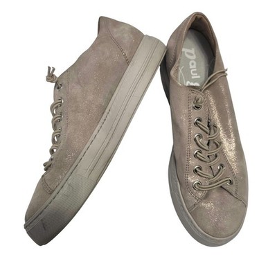 Paul Green Taupe Metallic Suede Platform Sneakers Women s Size 7