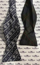 Brooks Brothers 2 Sided Blue  Green Adjustable Self Tie Bow Tie Silk