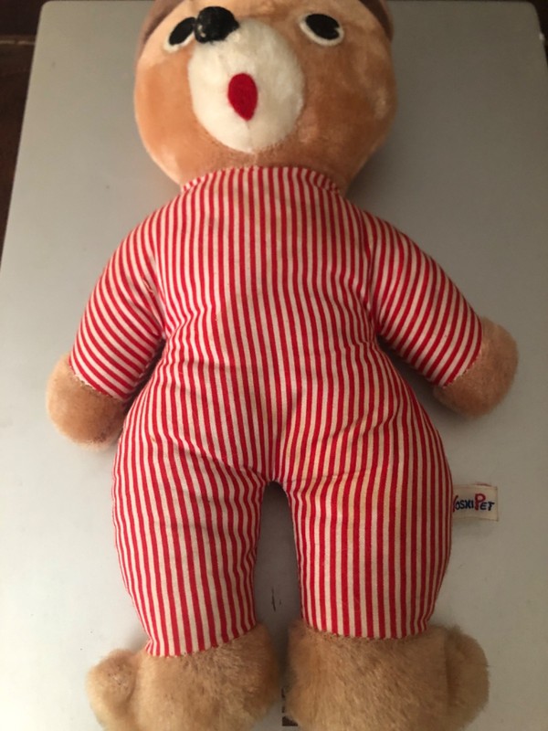 vintage yoski pet japen red stripe outfit  teddy bear doll
