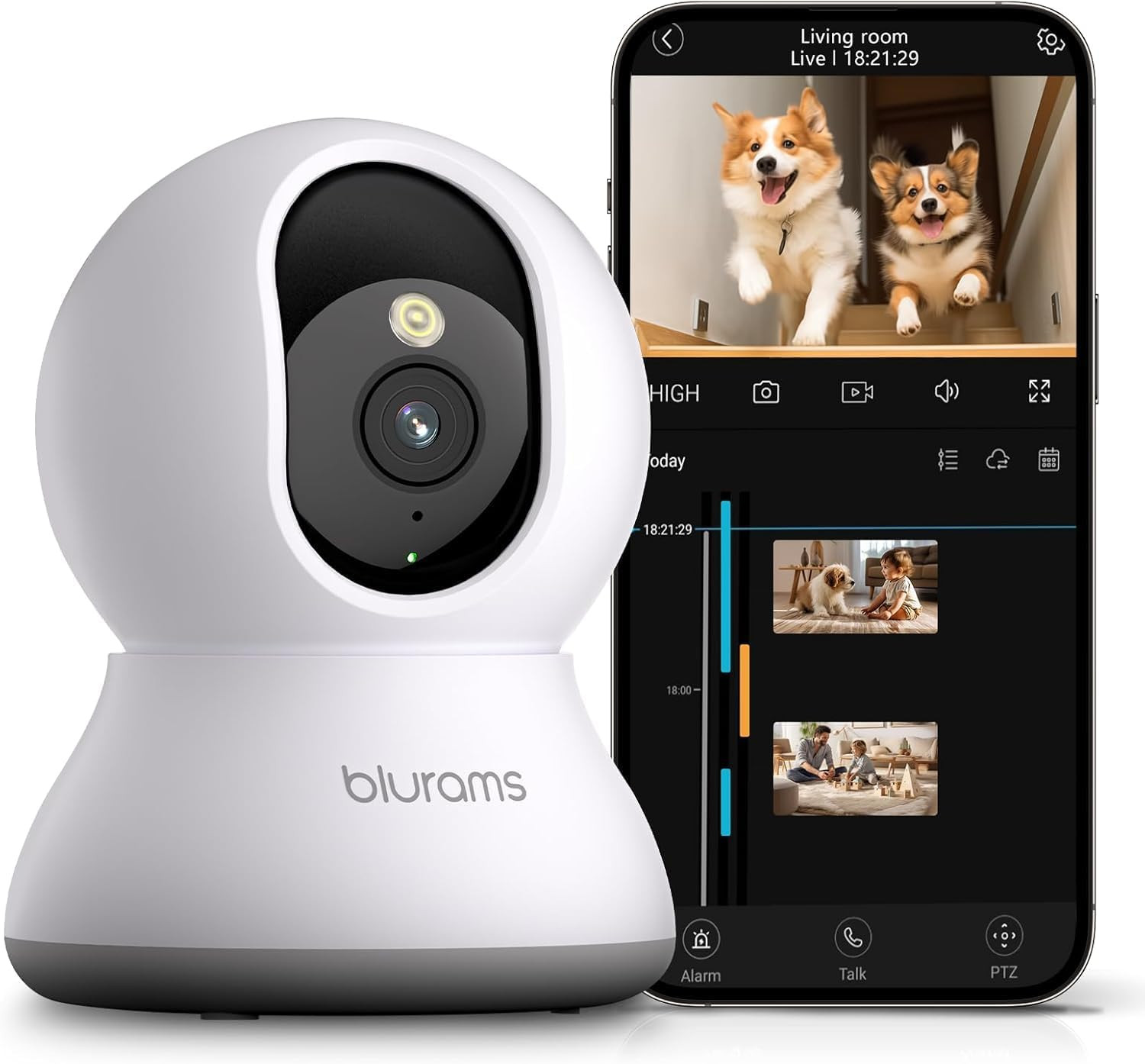 Telecamera Wi-Fi Interno,2K Videocamera Sorveglianza,Rotazione a 360°,Visione No