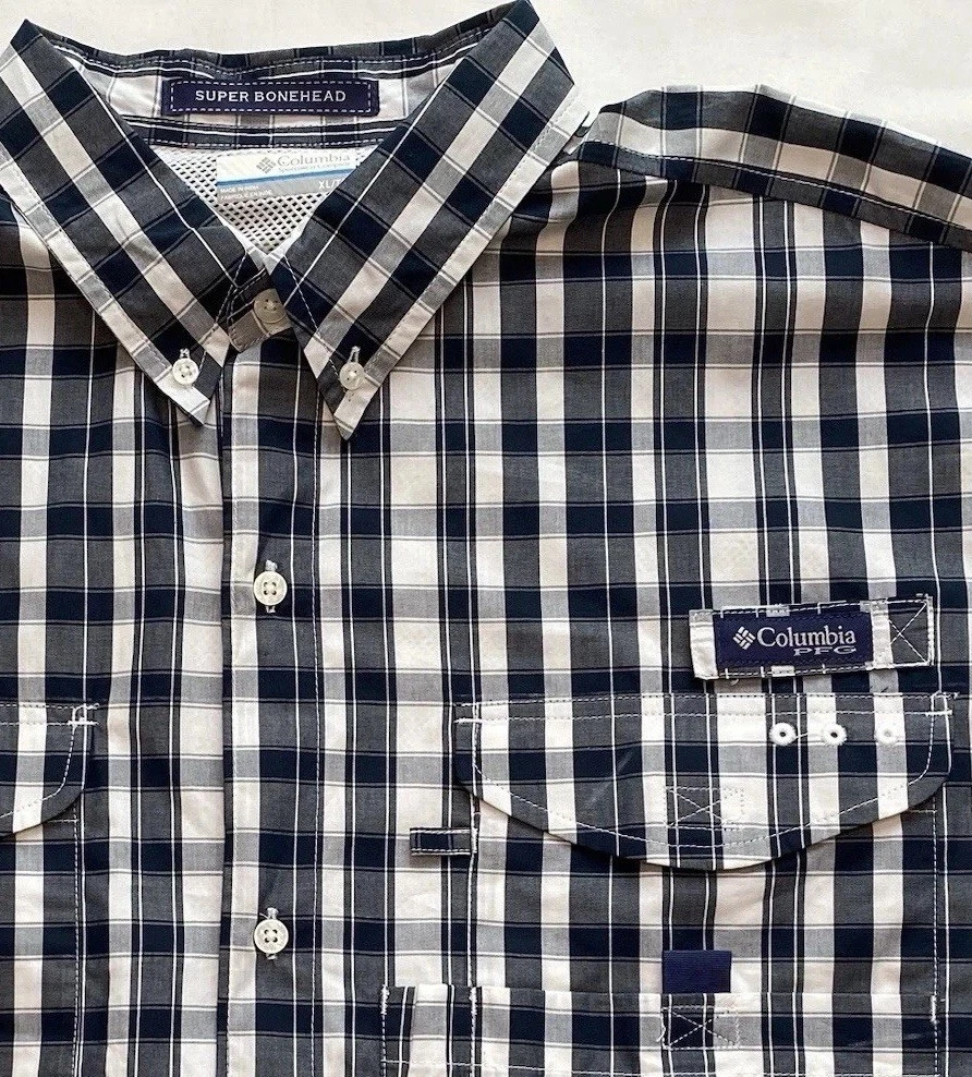 Chemise Columbia PFG Super Bonehead Homme – Verte, à Carreaux, Manches Courtes (occasion)
