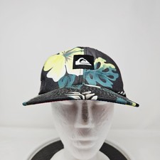 Quiksilver Hat Cap Baseball Snap Back One Size Black Mens Floral Tropical