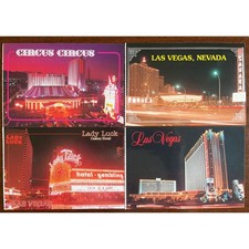 Vintage NOS 1991 RPPC Postcards Travel Souvenir Las Vegas NV Set of 4 Color EUC