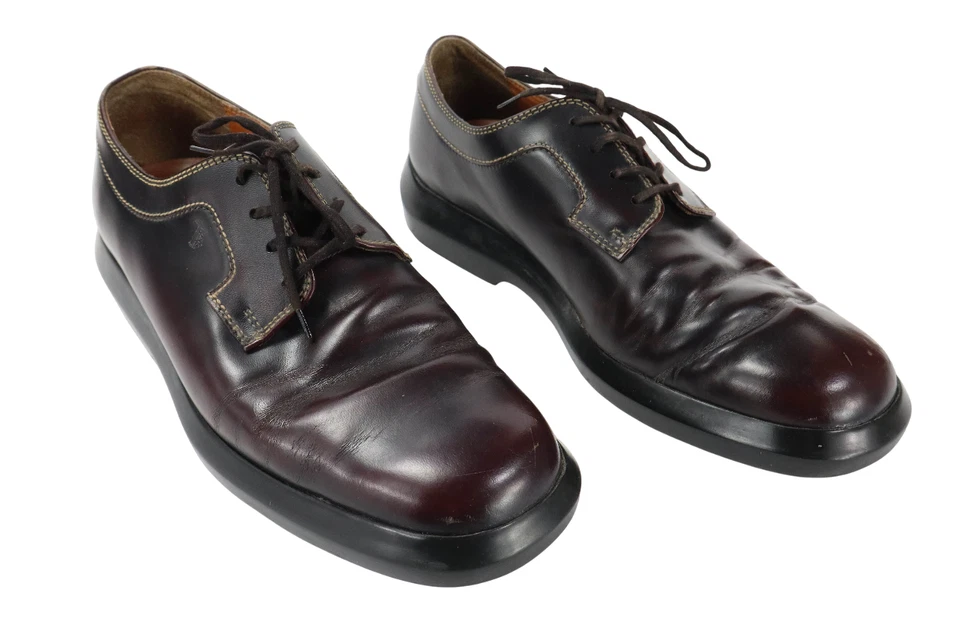 Tod's Chaussures Décontractées Homme UK 7.5 Cuir Bout Carré Lacet Basse Marron - Photo 1/4