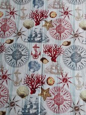 NAUTICAL DESIGN FABRIC - 24" X 43" - COTTON FABRIC - Washed