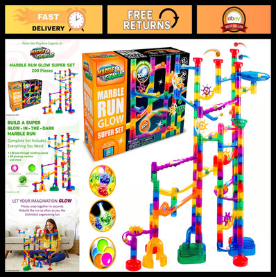 200-Piece Glow-in-the-Dark Marble Run Track Set - Multicolor Space Theme STEM To
