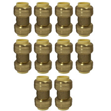 10 Pack XFITTING 1/2" Push Fit Coupling Fittings, Lead Free Brass