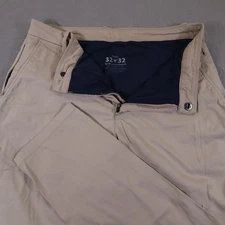 Birddogs Pants Mens 32x32 Khaki Chino Stretch Lined Zip Pocket Travel Golf Flex