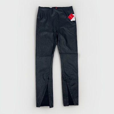 #ad #ad Spanx NWT Vegan Leather Like Front Slit Pants Black Club Rock 20526R Size L $44.99