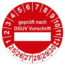 Pr&uuml;fplaketten Gepr&uuml;ft nach DGUV Vorschrift Platzhalter Rot 25-30 Folie LTA013