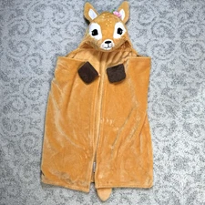 F.A.O. SCHWARZ One Piece Hooded Fleece Reindeer Wrap Soft Cozy Warmth