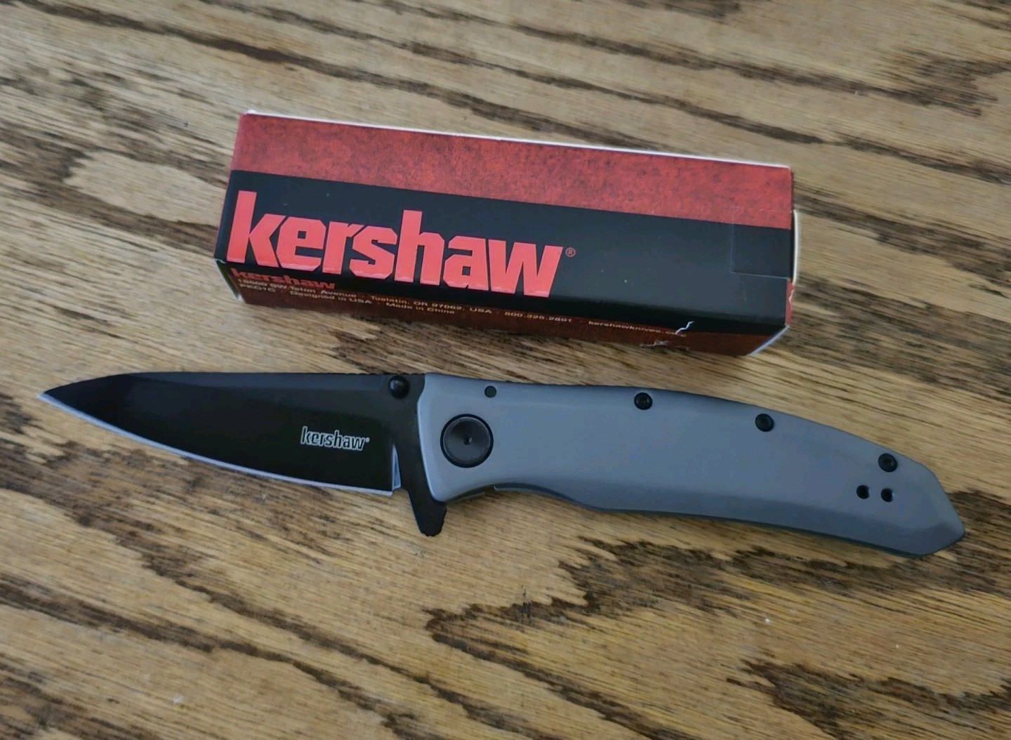 Aluminum 8cr13mov Drop Point Plain Gray Assisted
