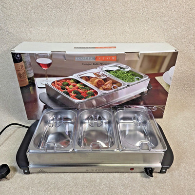 Scotts of Stow Elektrischer Buffet Servierer Speisenwärmer 4,5L (3x 1,5L) Kochplatte Originalverpackt
