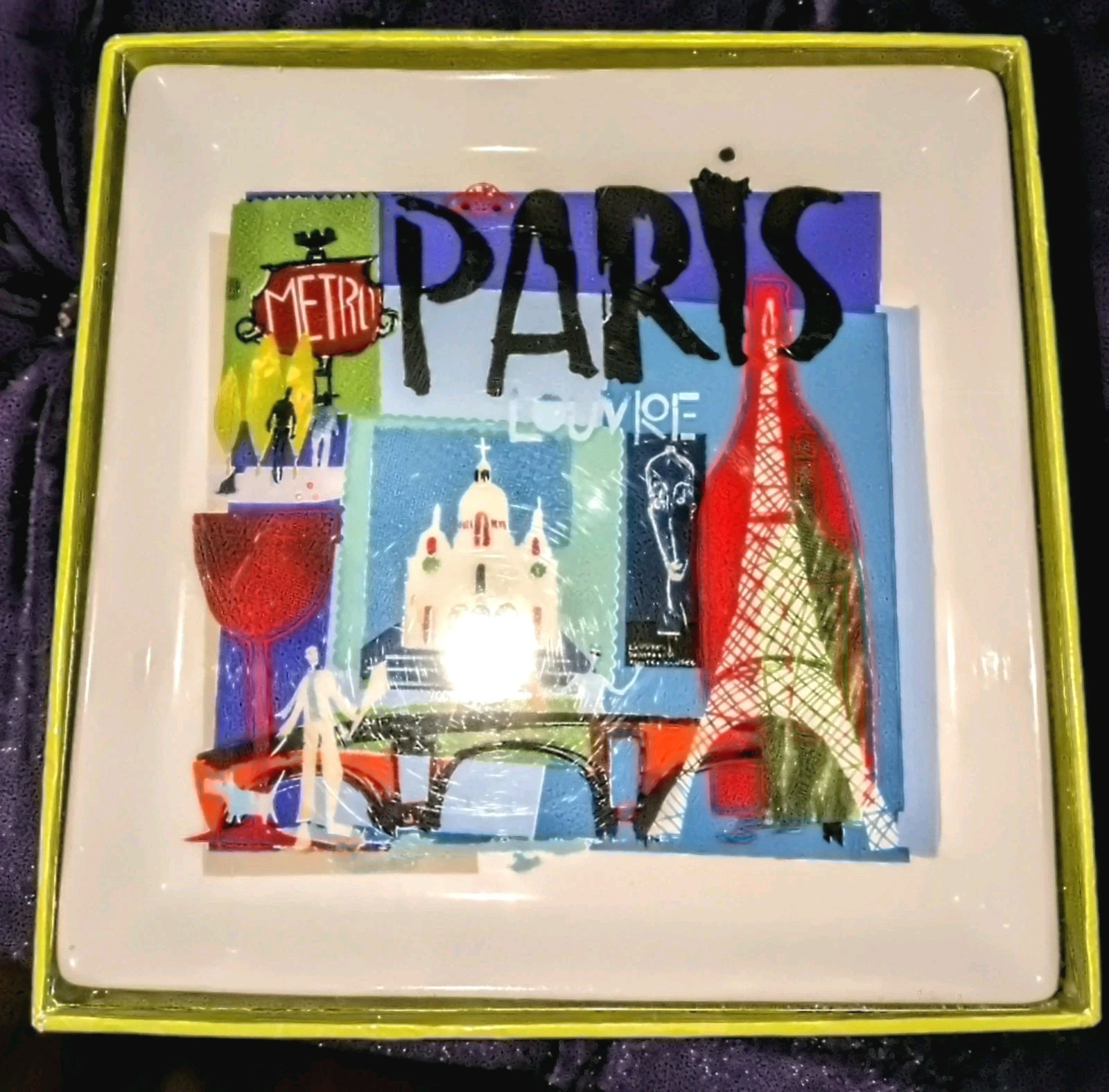 Crate&Barrel Road Trip Square Cocktail Plates Set Of 6