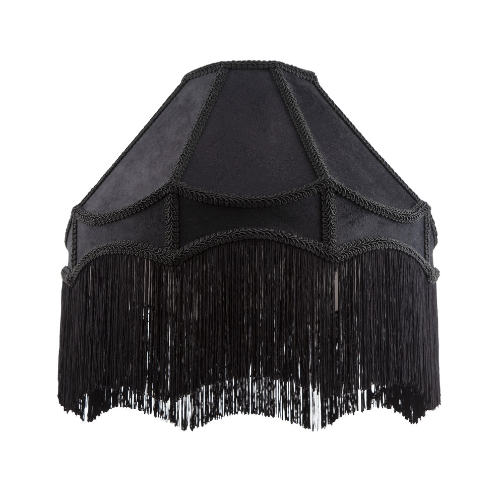 Traditional Victorian Empire 40cm Lamp Shade in Jet Black with Tassels by Hap...