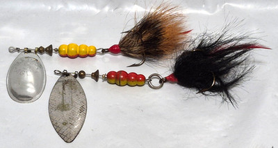 2  Mepps Aglia #4 & #5 Beaded Spinner Lure w/ bucktail, Silver Blade France
