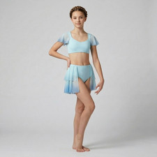 Girl's Custom Dance Costume Lyrical Light Blue Ombre Top  Briefs in size 13-14
