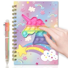 Pop Notebook for Kids, Fidget Girls Diary Journal 8.5x5.3 Inches 160 Lined Pa...