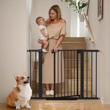 Baby Gate for Stairs - 29.6-46" Auto Close Dog Gate for Doorways, Extra Wide ...