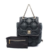 Chanel Leather Bubble Quilt Backpack Women Black One Size