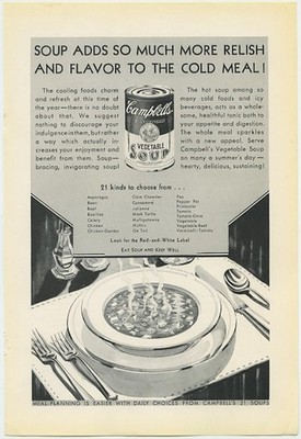 Campbells Soup Adds So Much More to the Cold Meal 1932 Vintage Ad
