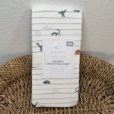 POTTERY BARN KIDS DILLON DINO STRIPE CRIB FITTED SHEET SOFT ORGANIC COTTON