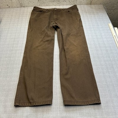 Duluth Trading Brown Work Pants Mens 40x32 Relaxed Utility Canvas Casual
