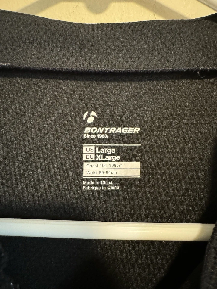 Camiseta deportiva de ciclismo Bontrager para hombre grande negra/verde semi ajustada cremallera completa carreras Foto 3 de 4