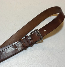 vtg Eddie Bauer 1" Brown Leather Belt Sz 38 Solid Brass Buckle Made in USA