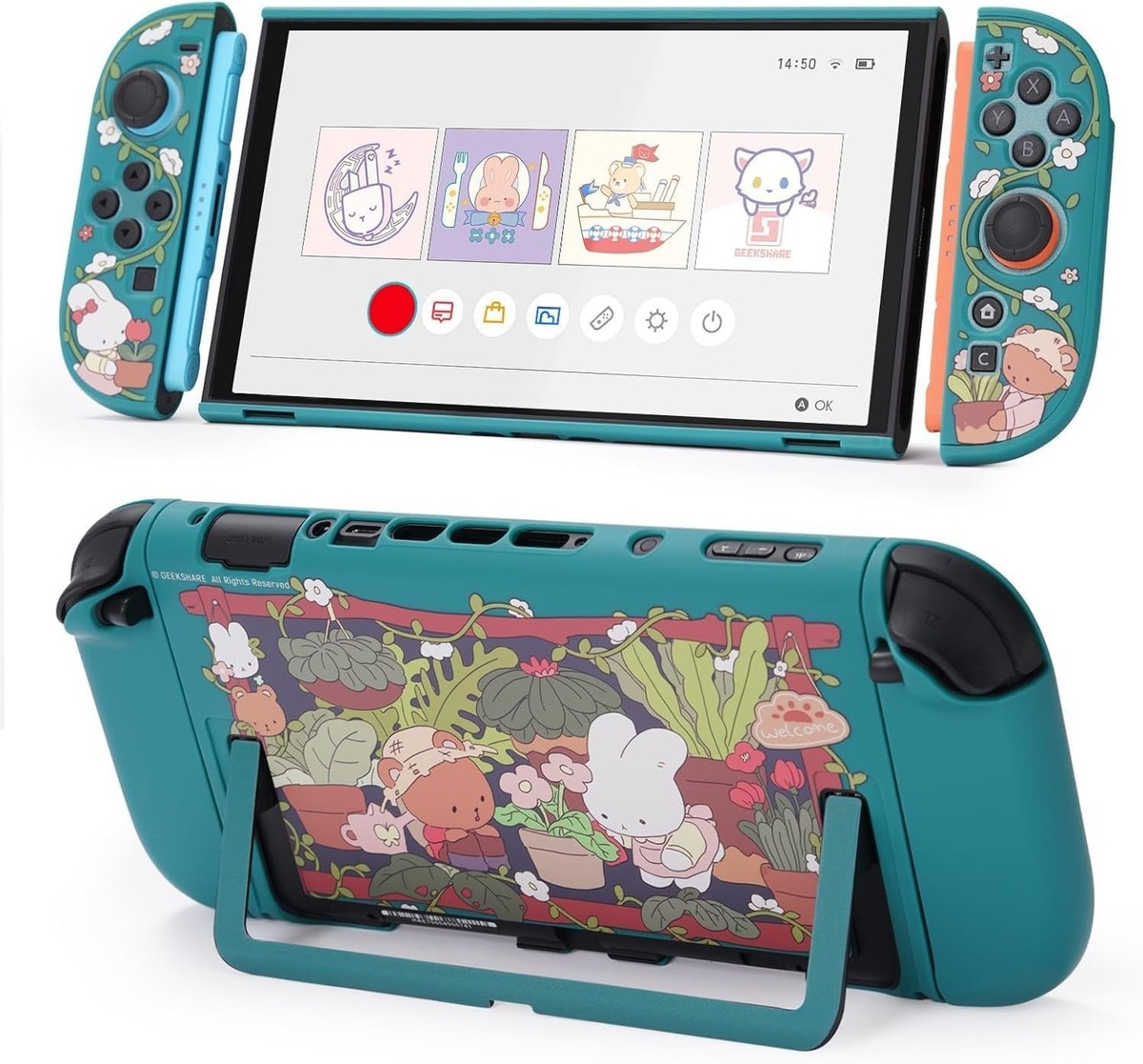 Kawaii Bunny Garden Case for Nintendo Switch 2 - Shock-Absorbent