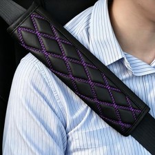 2PCS Car Seat Belt Cover, Leather Seatbelt Shoulder Protection, BlackPurple