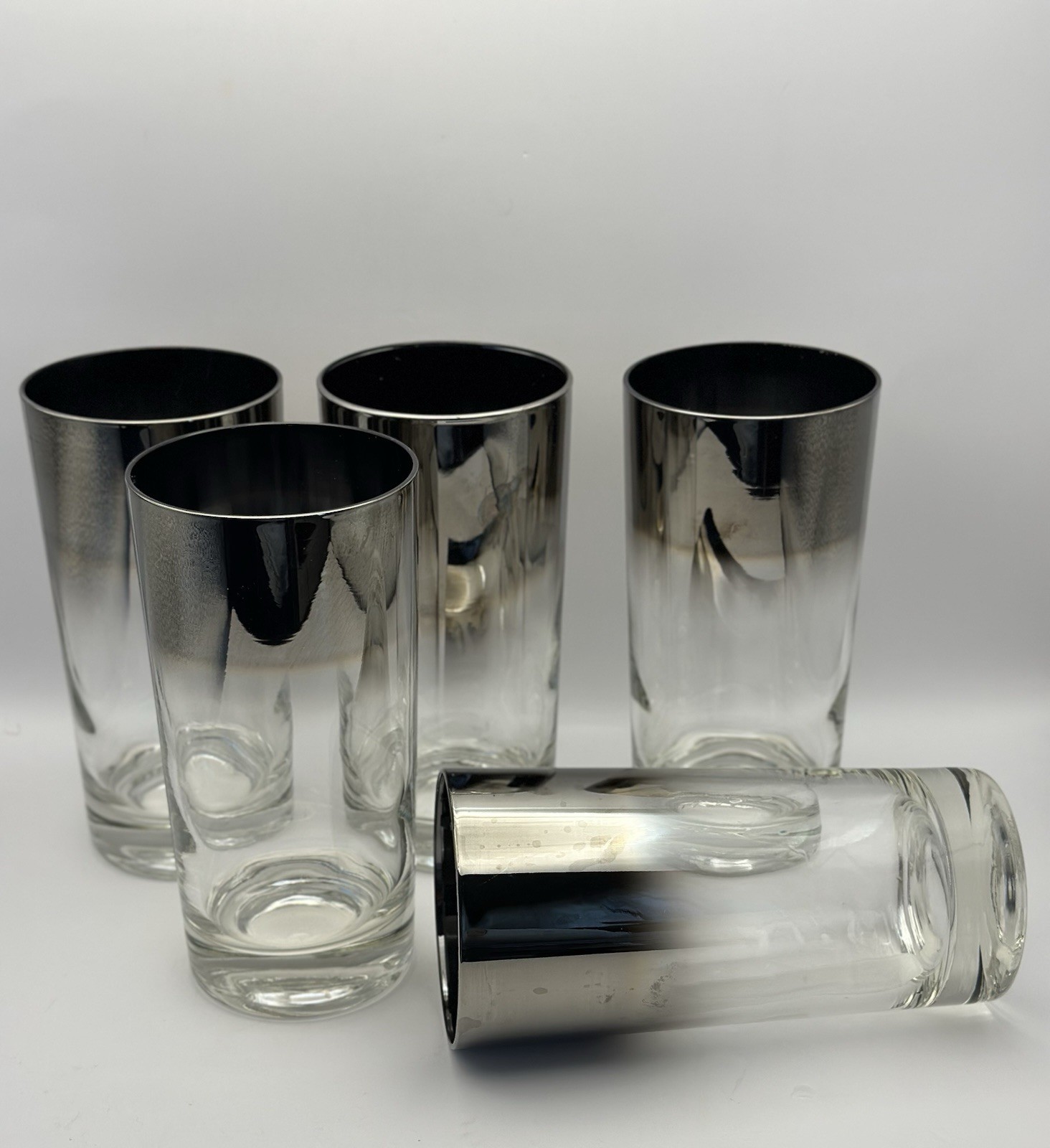 Set of 5 MCM Vintage Silver Ombre Highball Glasses – Mid Century Modern Barware