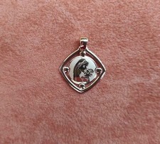 Ciondolo Madonna con Bambino Oro Giallo 18 kt 750 Medaglia Sacra Gioielli Fede