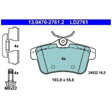 Satz Bremsbeläge Bremsklötze hinten für Peugeot RCZ | 23913125