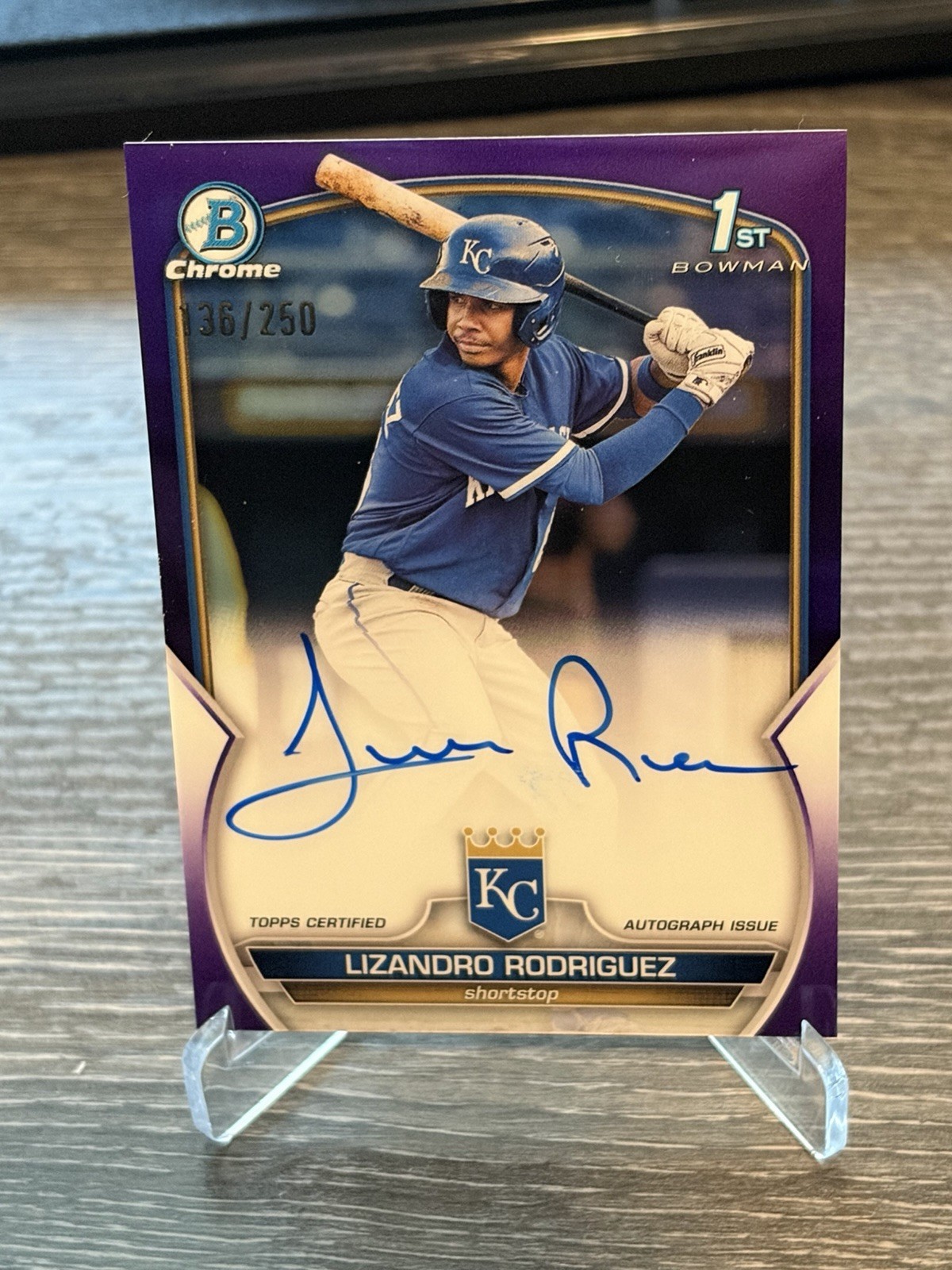 LIZANDRO RODRIGUEZ 2023 BOWMAN CHROME 1ST PURPLE REFRACTOR AUTO /250