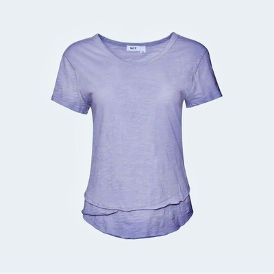 NWT Wilt Purple Relaxed Short Sleeve Ruffle Tiered Hem Cotton T-Shirt